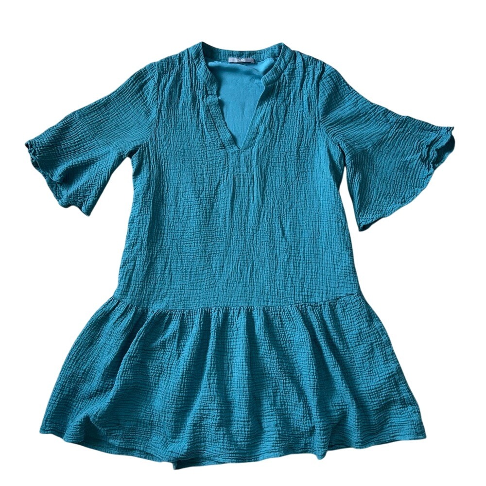 Tart Luciel Gauze Mini Dress Butterfly Sleeves Brittany Blue Size Small‎ - Picture 4 of 8